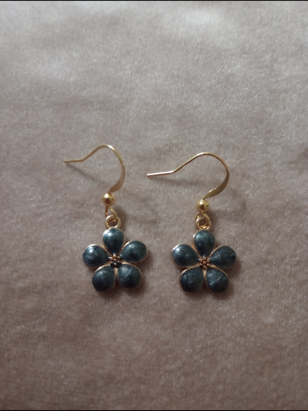 Gold-Tone Gray Flower Drop Earrings - Women Jewelry